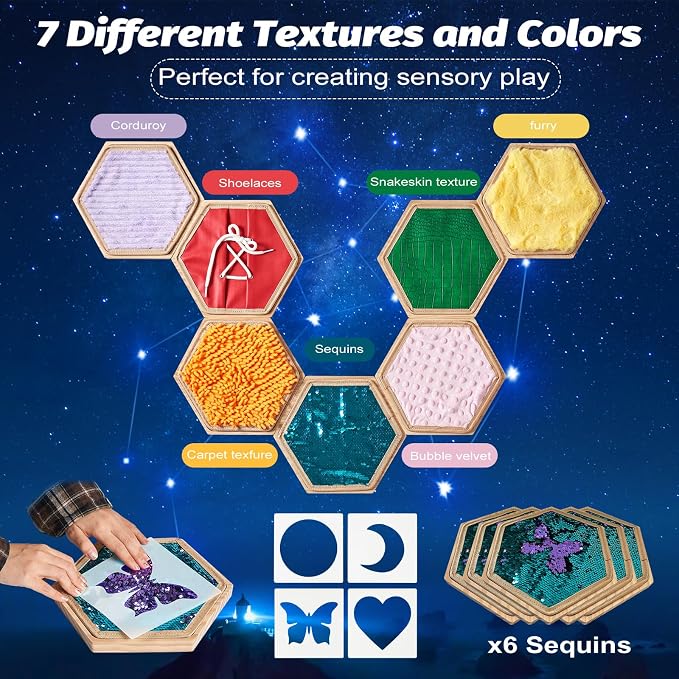 Sensory Wall Panel for Kids Sensory Wall Wooden Tiles and Mats for Children | Sequin Flip Board, 20 Pieces Sensory Educational Toys for Special Needs Classrooms