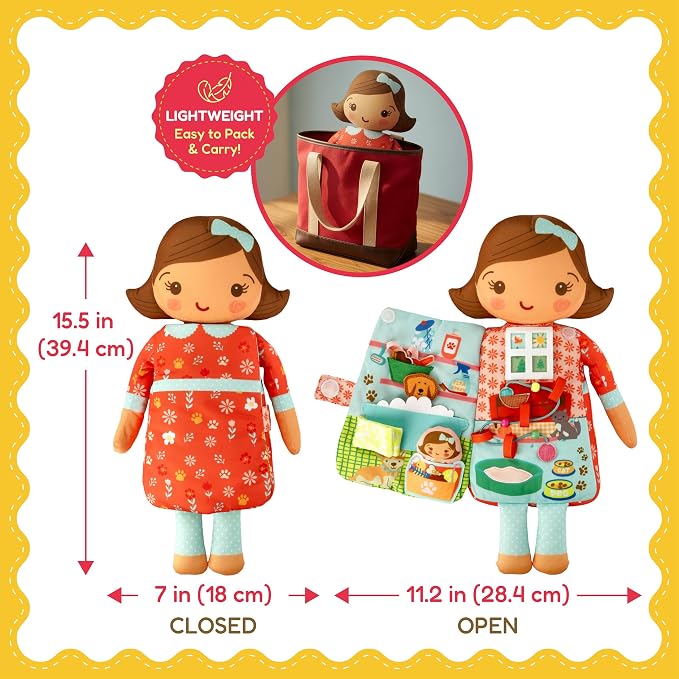 Annie the Pet Sitter – 2-in-1 Soft Activity Doll & Busy Book | Screen-Free Travel Plush Toy with Tethered Pieces for Toddlers and Preschoolers ages 1–4 by Aleni Brands