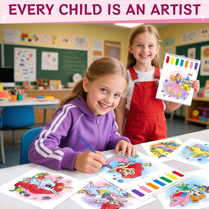 SOCOLER Paint with Water Coloring Books for Toddlers,Unicorn Theme Mess Free Watercolor Painting Papers for Kids Water Color Paint Kit Art Craft Gift for Ages 1-3, 4-8