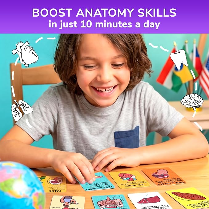 QUOKKA Trivia Games for Kids – Human Body Facts & Anatomy – Fun Card Game for Family Game Night – Educational Trivia Cards for Kids, Family and Adults – Travel Games Gift for Teenage Boys & Girls 4-8