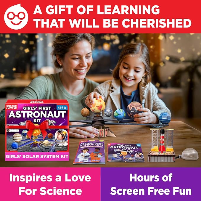 Doctor Jupiter My First Astronaut Kit for Kids Ages 5+ | Birthday Gift Ideas for Girls Ages 5,6,7,8,9,10 Years Old, My First Astronaut Kit, 4-in-1 STEM Learning Solar System Toy