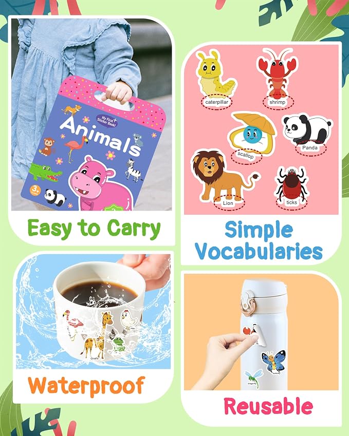 Benresive Reusable Sticker Book for Toddlers, Stickers for Kids, Travel Toy | Toddler Toys, Boys Girls Birthday Gifts, Airplane & Road Trip Essentials Kids, No Mess Waterproof Toddler Crafts Activities