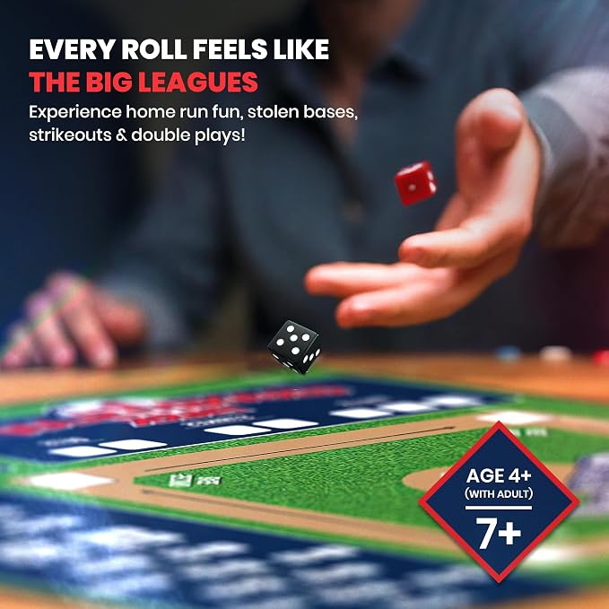 MasterPieces Baseball Dice Board Game - Realistic Gameplay, Family Fun for Adults & Kids, 2-8 Players, Ages 6+