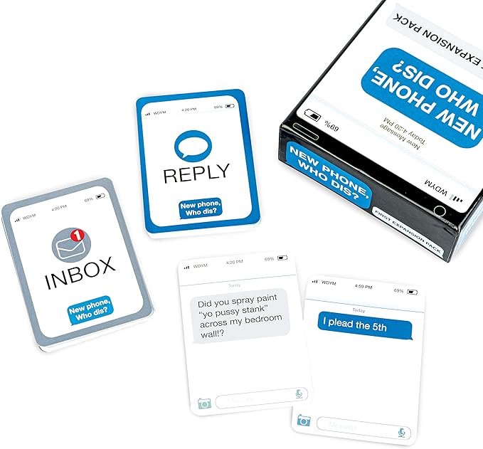 WHAT DO YOU MEME? New Phone, Who Dis? Expansion Pack Party Game by Relatable, Add to The New Phone, Who Dis? Core Game, Includes 45 Inbox Cards & 135 Reply Cards