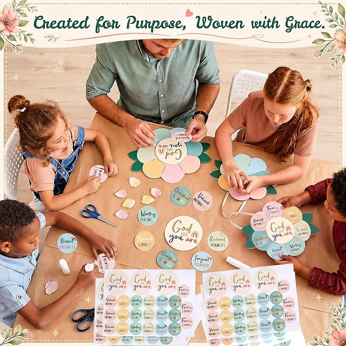 Capoda 28 Sets Sunday School Crafts for Kids God Says You are Sunflower Crafts DIY Christian Religious Sunflower Gifts for Kids Sunday School VBS Classroom Church Activity Supplies (Pastel,Boho)