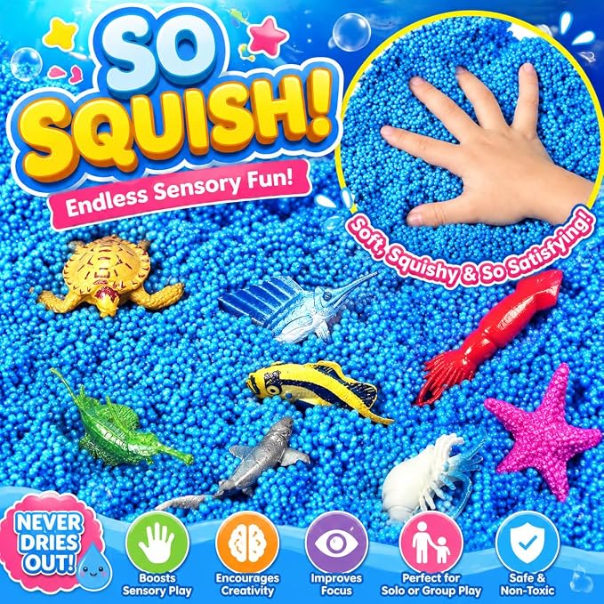 Carolart Ocean Sensory Table, Sand Table, Standing Sensory Bin | Activity Table, indoor outdoor sand kit for sensory play, ocean toys and water table for boys and girls ages 3+