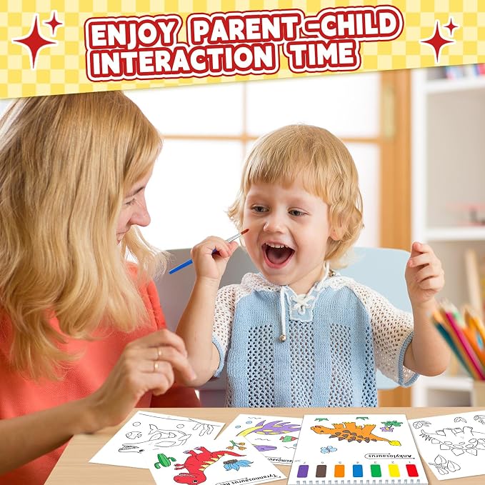 SOCOLER Paint with Water Coloring Books for Toddlers, Watercolor Painting Books for Kids Water Color Paint Kit Art Craft Birthday Gift for Ages 1-3, 4-8 (Dinosaurs)