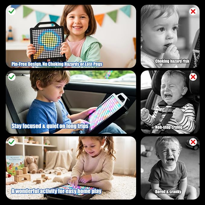 Konijiwa Sensory Toys for Kids with Autism | Light-Up STEM Toy | Screen-Free Travel Toy | No Pegs Choking Hazard, for Autistic, ADHD, CVI, Boys, Girls, Toddlers, Birthday, Gift, Ages 3+ (256 Buttons)