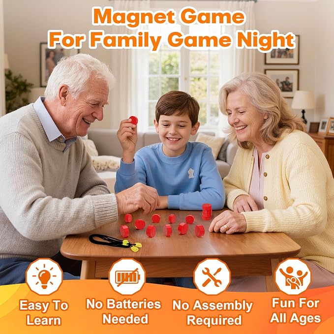 Magnet Game, Magnetic Game Chess Board Games for Kids 8-12, Magnet Game with String for Family Games Night, Fidget Toy for Kids and Adult, 2 Player Game (Magnetic Game with String)