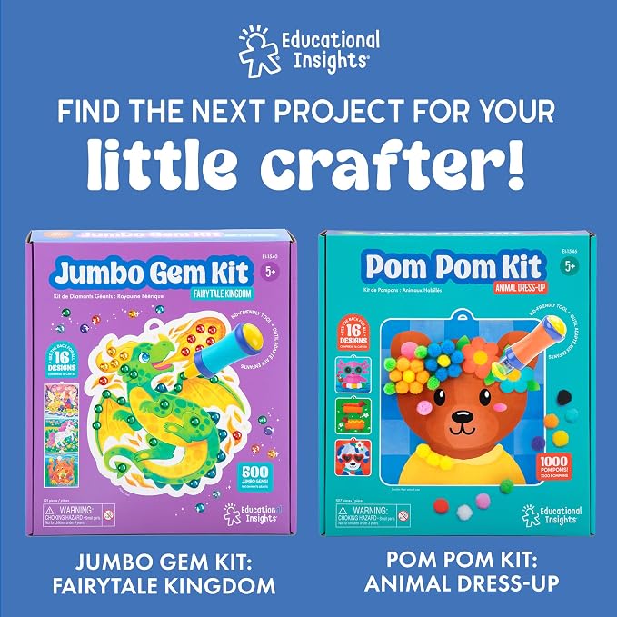 Educational Insights Tufting Kit - Arts and Crafts for Kids Ages 4-8, Poke in Art Kits for Girls & Boys, DIY Kids Craft Kit, Mess Free Art Set with Crafting Supplies, Easy Toddler Crafts