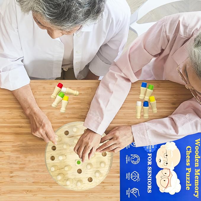 Easy Memory Games for Dementia Senior, Activities Dementia Patient | Wooden Color Matching Alzheimers Products for Elderly, Fidget Toy Sensory Busy Board Gadgets Peg Gift Cognitive Puzzle Craft