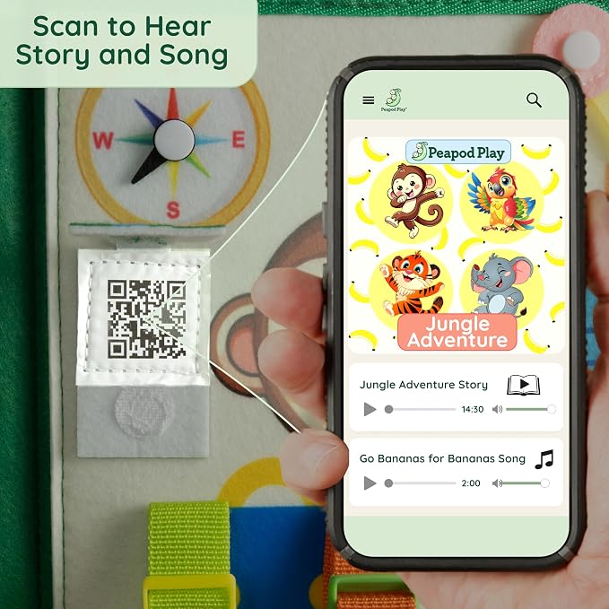 Busy Book for Toddlers – Interactive Felt Quiet Book with Narrated Story & Song – Montessori Busy Board Book – Educational Gift & Travel Toy – Sensory Activity for Car Seat, Car Ride & Airplane Travel