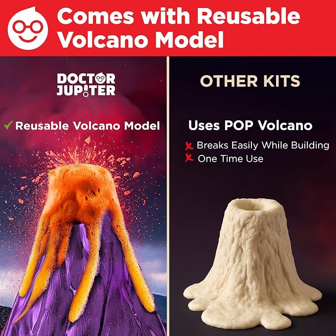Doctor Jupiter Erupting Volcano Science Kit for Kids Ages 8+, STEM Toy | Erupting Volcano Science Kit, 50+ Experiments, Birthday Gift for Boys Ages 8,9,10,11,12, STEM Learning & Educational Toy