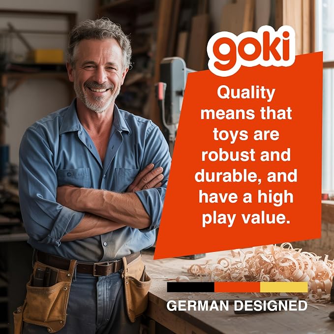 Goki Wooden Spinning Gears 8-Piece Montessori Educational Toys for 3 Year Old STEM Cause & Effect Building Set for Fine Motor Skills & Logical Thinking I Sensory Toys for Toddlers I Gifts for 3+