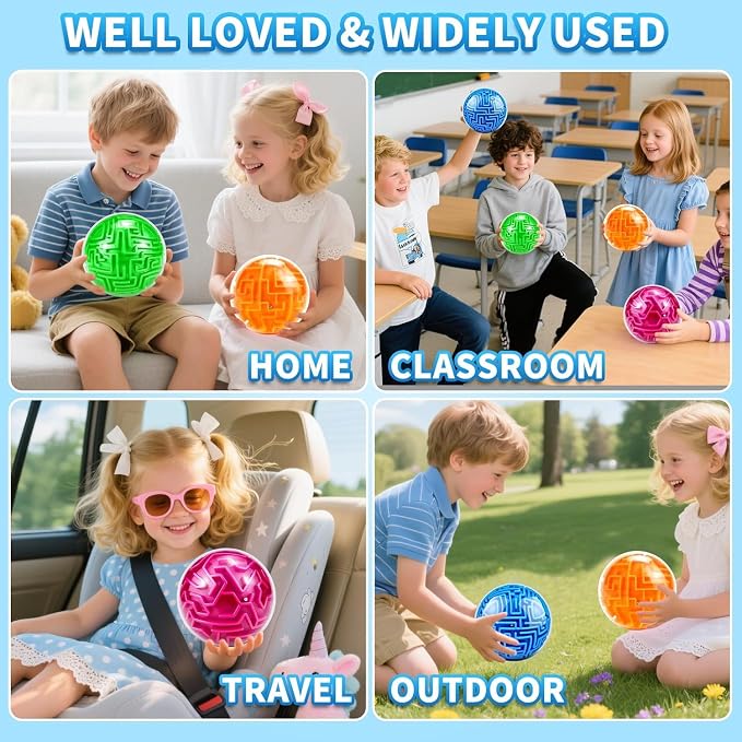 YongnKids 2 Pcs 3D Puzzle Maze Ball Brain Teaser for Kids Boys Girls | Gravity Puzzle Ball Educational Toys for Student Teens Adults, Travel, Classroom Prize,Family Party,Birthday Gift(blue,green)