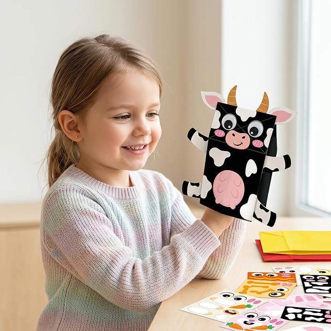 WATINC Hand Puppet Making Kit, Paper Sock Puppet Toys for Kids (Farm) | 9 Styles, Make Your Own Storytelling & Role Play Crafts, Creative Group Activity, Party Favors & Gifts for Kids Ages 4-8