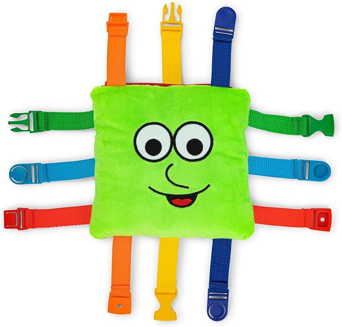 Buckle Toys, Buster Square, Learning Activity, Easy Travel Toy for Toddlers | Develop Motor Skills and Problem Solving, Travel Toy Perfect Car Travel Accessories for Long Trips