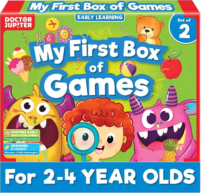 Doctor Jupiter My First Box of Games for Kids Ages 2-3-4 Year Old | Birthday Gift for Boys & Girls Ages 2,3,4, My First Box of Games, Montessori Educational Toy, Learning Activity Set