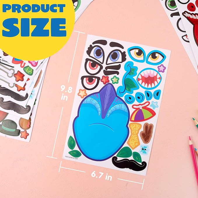 JOYIN 36PCS 9.8"x6.7" Make a face Stickers for Kids, Make Your Own Dinosaur Stickers, Animal Party Favors Kids Crafts, Goodie Bags Stuffers, Classroom Rewards
