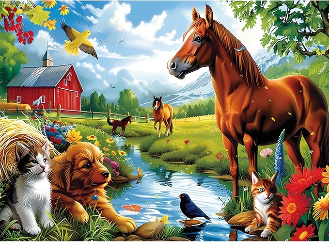300 Piece Jigsaw Puzzle for Adults, Horse 300 Piece Jigsaw Puzzle for Kids | Cat Jigsaw Puzzles, Animal Jigsaw Puzzles, Creative Games and Holiday Party Gifts, Fun and Challenging Family Games