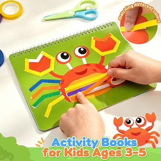 Tape Activity Books for Kids Ages 3-5, Airplane Travel Activities for Kid | Roadtrip Essential Preschool Learning Activity Preschool Classroom Must Have Supplies Quiet Toy Gifts for Toddlers Girls Boys
