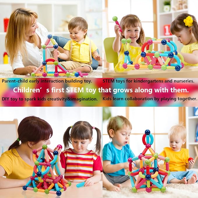COUOMOXA Magnetic Building Blocks STEM for Kids: Educational Magnetic Set for 6-9+Years Old for Boys Girls - Construction Toys for Early Development Learning for Kids