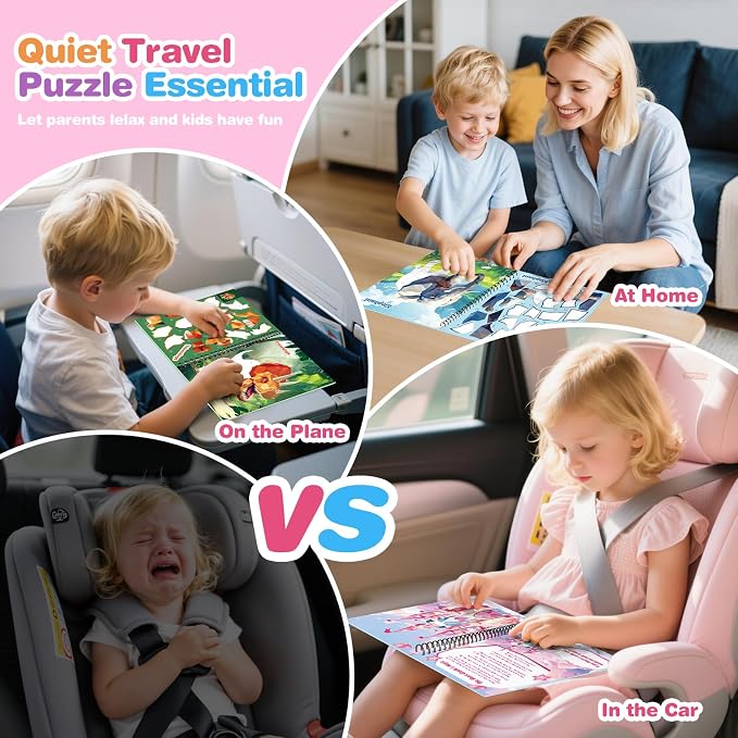 8PCS Paint by Sticker Book for Kids Ages 4-8 - Sticker by Number Activity Books with Stories for Toddlers 2-4 | Travel Airplane Car Toys, Screen-Free Puzzle Gift for Girls Ages 3-5 4-6 6-8