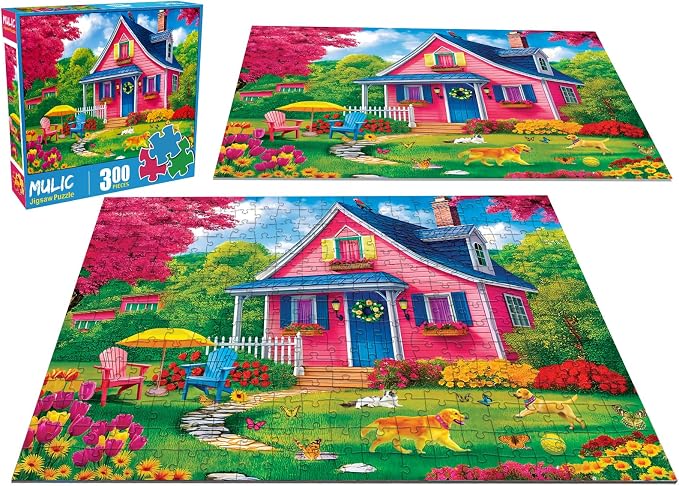 300 Piece Puzzles for Adults Kids - Jigsaw Puzzle - The Pink Courtyard House