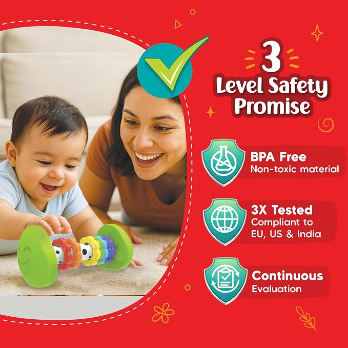 Imagimake Leaps & Bounds - Tummy Time Roller, Sensory Toy, Ages 3 Months+ | Early Learning Sensory Toy, Encourage Crawling, Motor Skills & Sensory Play, Gift for Babies Ages 3,4,5,6,7,8,9 Months