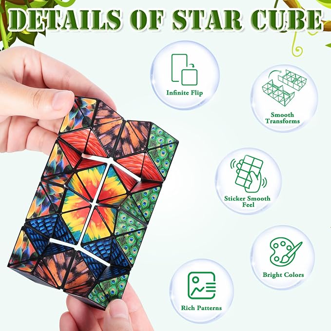 Euclidean Cube Fidget Toys for Kids 2 in 1 Star Cube Magic Cube Puzzle Toys | Fidget Cube for Kids and Adults, Yoshimoto Cube Animal Travel Toy Stress Relief for All Age, Gifts for Boys Girls Ages 8-12