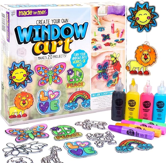 Made By Me Create Your Own Window Art, Paint Your Own Suncatchers, DIY Arts & Crafts Idea, Craft Kits for Kids, Crafts for Kids & Toddlers, Toddler Arts and Crafts
