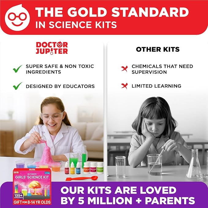 Doctor Jupiter Girls' Ultimate Science Experiments Kit for Kids Ages 8+ | Birthday Gift Ideas for Girls 9, 10, 11, 13, 14, 135+ Experiments, Science Kits for Kids Ages 8-12, Learning, Educational Toy