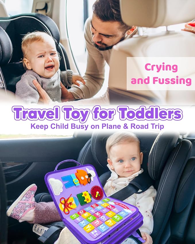Walenty Busy Board Montessori Toys for Toddler Girl Boy Birthday Gifts | Busy Book for Toddlers, Learning Educational Toy, Airplane Car Travel Toy, Fine Motor Skills Sensory Toys, Toddler Activities
