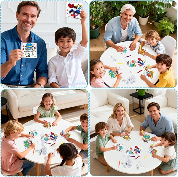 24 Set Fathers Day Crafts for Kids Toddlers Classroom Bulk, Father's Day Arts DIY Jigsaw Puzzle with Shirt Hat Tool, June Best Dad Activities for School Gifts Coloring Games Paper Toy projects