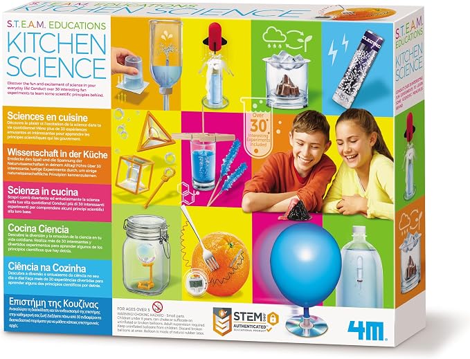 4M Steam Powered Kids Kitchen Science Kit | Includes 24 Page Instruction Book, Educational STEM Toy for Ages 3+, Learn Chemistry and Physics with Household Items