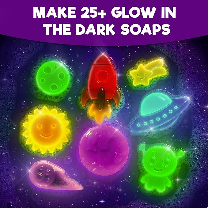 Doctor Jupiter Glow in The Dark - Space Soap Making Kit for Kids Ages 6+ | Birthday Gift Ideas for Boys & Girls 6,7,8,9,10 Year Olds, Science Kits for Kids Ages 5-7-8-12, STEM Space Toys, DIY Craft