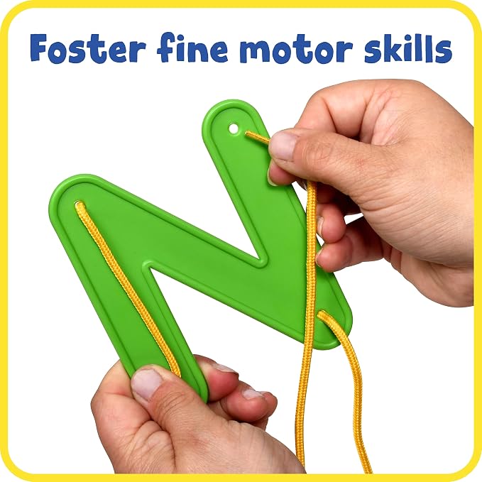 READY 2 LEARN Lacing Alphabet | Uppercase | 26 Letters | 8 Laces | Threading Toy for Kids | Fine Motor Toy | Letter Recognition and Early Spelling | Threading Toy for Kids, Fine Motor Toy, Letter Recognition and Early Spelling