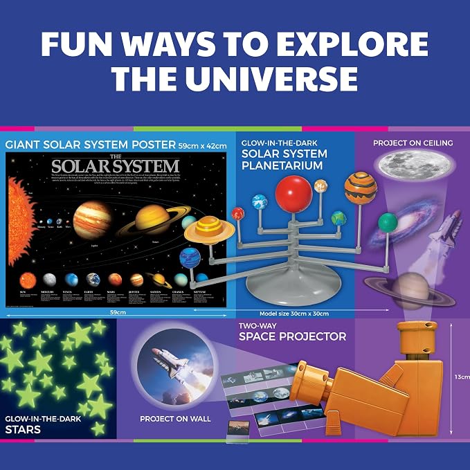 4M - STEAM Space Exploration - Build & Paint Solar System Planetarium Model, Assemble Space Toys Projector with Slides, Includes Glow Stars & Poster - Educational Science Planet Toys Kit, Kids Ages 5+ | Space Exploration STEAM Activity Kit for Kids