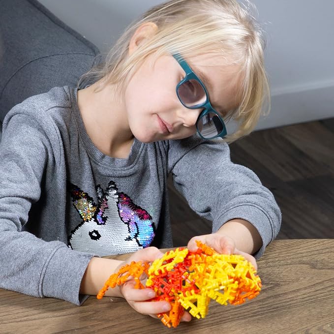 That Hinge Toy 82 Piece Age 7+ STEM Kids Building Toy - Animals + More | Yellow + Red Creative Sensory Construction Tiles - Open Ended Play Gift Boys + Girls - Classroom Homeschool Manipulatives