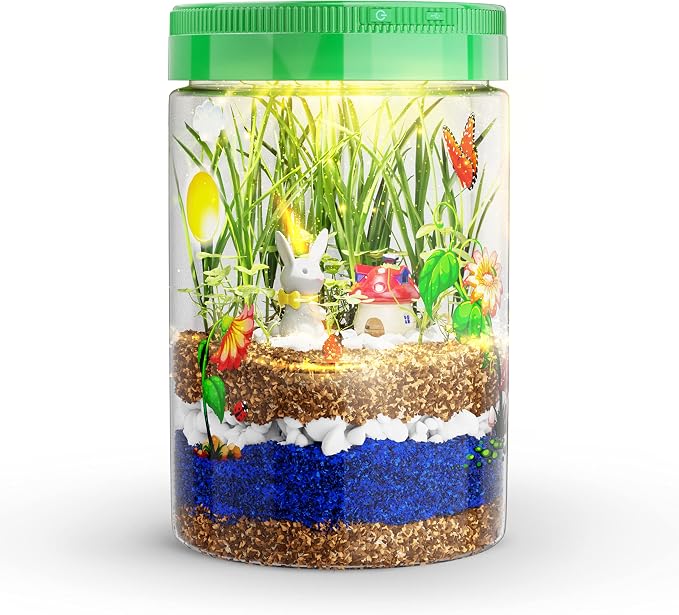 Light-Up Terrarium Kit for Kids - STEM Science Kit - Educational DIY Toy | Birthday Gift for Boys & Girls - Craft Project Idea for Ages 6 7 8 9 10 11 12 Year Old - Craft for Boys