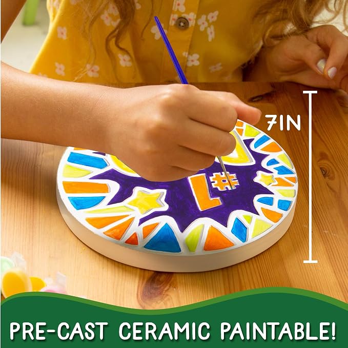Creative Roots Paint Your Own #1 Dad Stepping Stone, Paintable Ceramic 7 in. Stone, Includes 6 Acrylic Paints & Paintbrush, Great Arts and Crafts for Kids Ages 8-12
