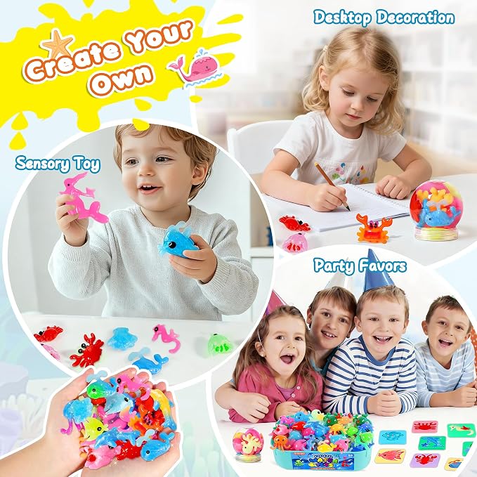 URMYWO Magic Water Elf Toy, Aqua Fairy Water Gel Kit, Squishies Water Pets | 12 Gels & 10 Molds, DIY Squishy Maker Set, Create Your Own Squishies Sensory Toys Crafts, Summer Gifts for Boys Girls