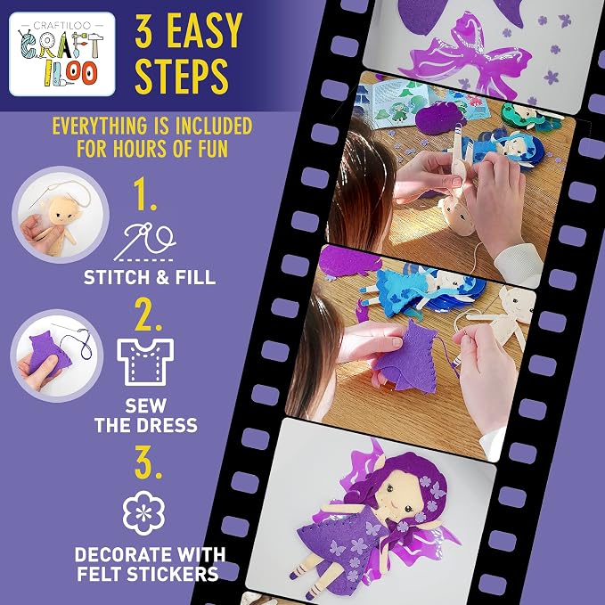 Fairy Elves Sewing Kit for Kids Ages 7-12 - Rainbow Garden Felt Craft