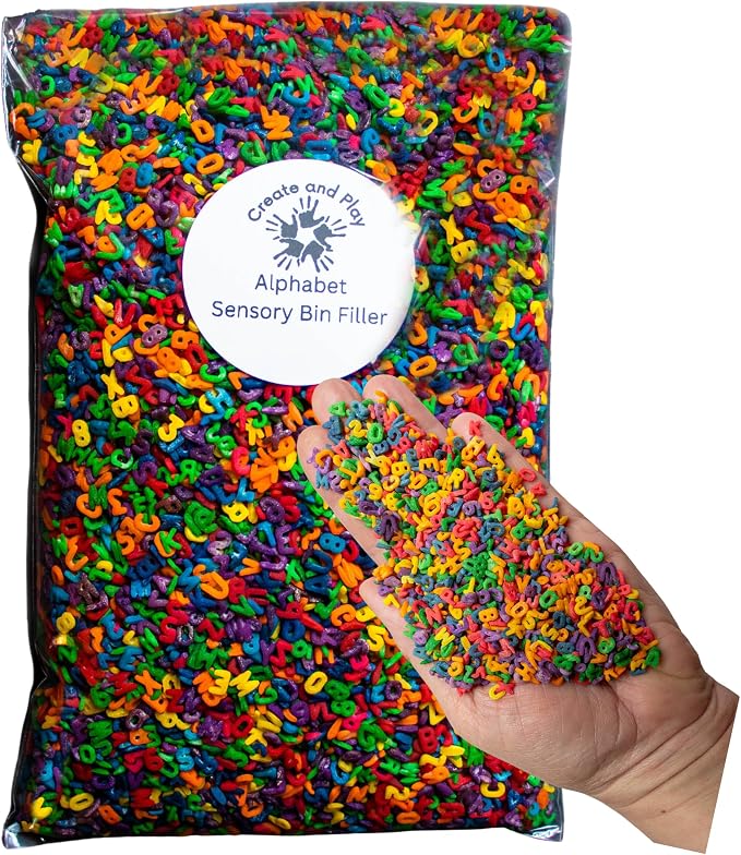 Sensory Rice, Alphabet Sensory Bin Filler, Colored Rice (8 Cups) | Sensory Table Filler, Sensory Filler