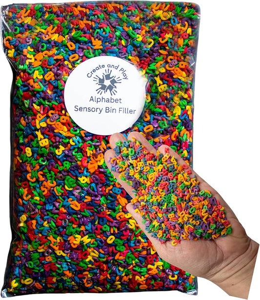 Sensory Rice, Alphabet Sensory Bin Filler, Colored Rice (8 Cups) | Sensory Table Filler, Sensory Filler