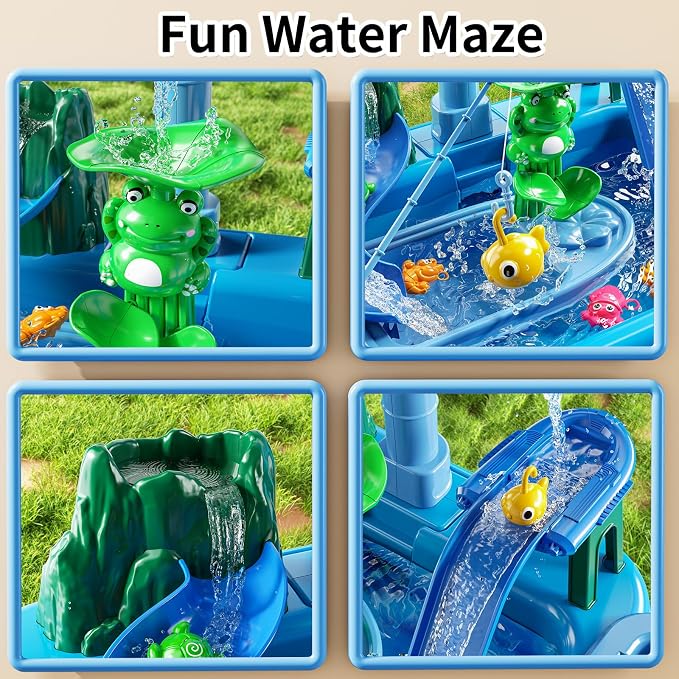 Water Table for Toddlers - Kids Play Sink with Running Water | with Pump, Water Table for Kids Ages 4-8 with Fishing Games, Summer Outside Sensory Gift Toys for Boys and Girls 3 4 5 6 7 8