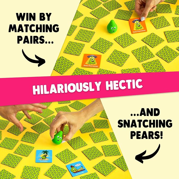 SNATCHING PEARS – The Hilarious Memory-Matching, Pear-Snatching Card Game | An award-winning, adrenaline-filled board game the whole family will love. Stuffed with pear-puns & squishy pears! Ages 7+