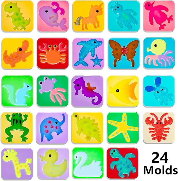 Kidisego Aqua Fairy Water Gel Kit for Kids, Magic Water Elf Toy Kit with 20 Colors Magic Gel, Aqua Fairy kit with 24 Shape Molds, Crate Your Own Magic Elf Kits Water Pets Craft Kits for Kids