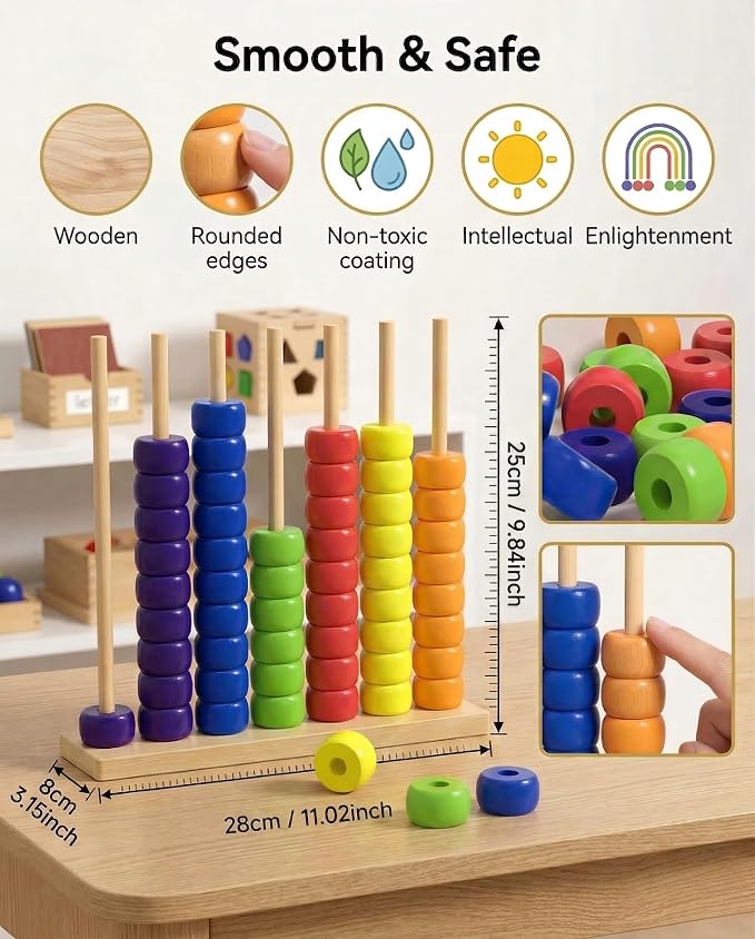 Toywoo Wooden Giant Color Matching & Stacking Game - Fast-Paced Family Challenge Board Game for Kids & Adults, Screen-Free Brain Teaser Puzzle for Game Night & Educational Play