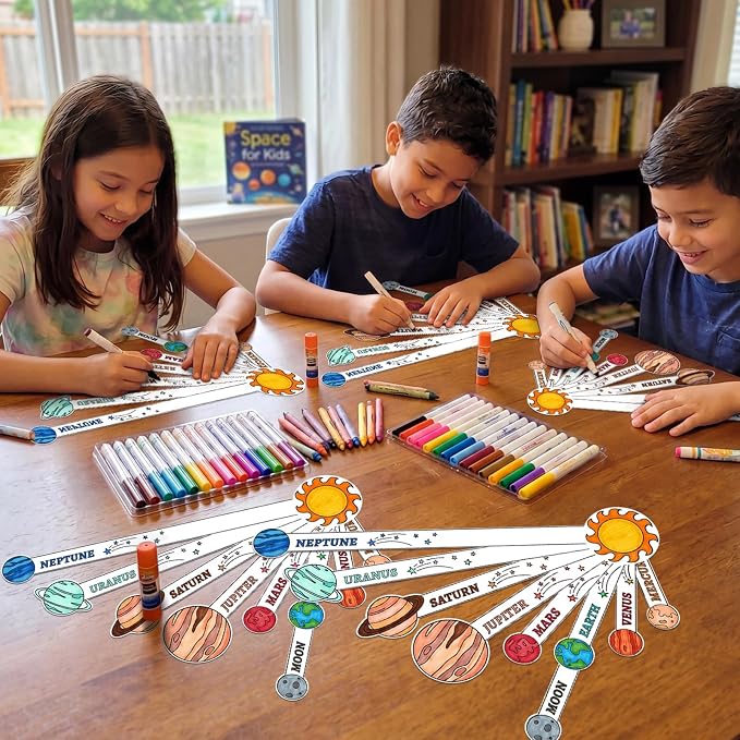 Glenmal 36 Set Solar System Model Craft Kit Kids DIY Planets Solar System Paper Art Set Decor Outer Space Preschool Activities Supplies for Montessori Learning Homeschool Toddler(Blank)